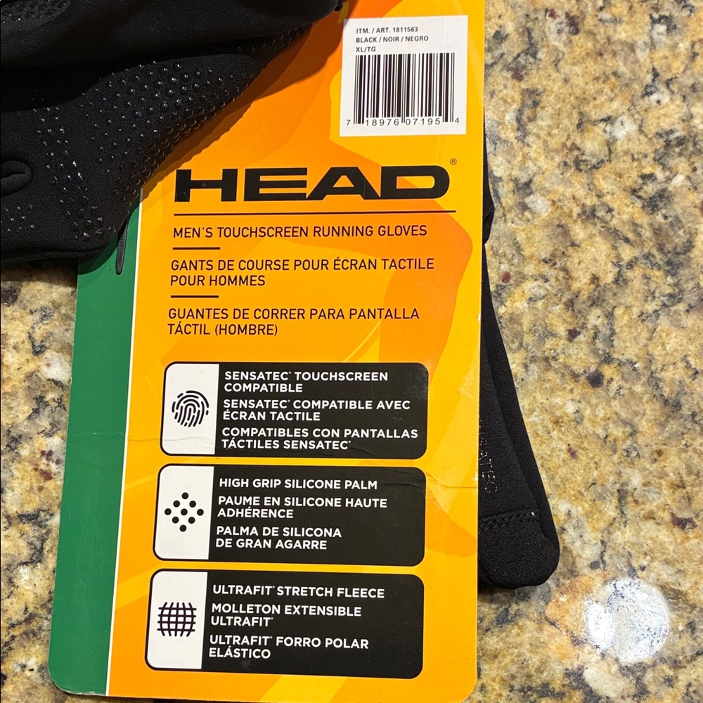 HEAD Black TouchScreen Running Gloves